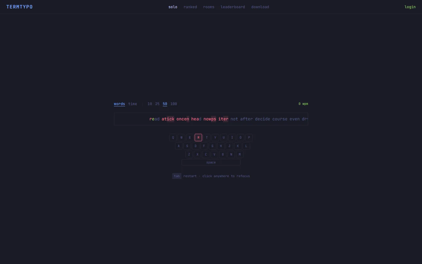 Live typing with keyboard visualisation